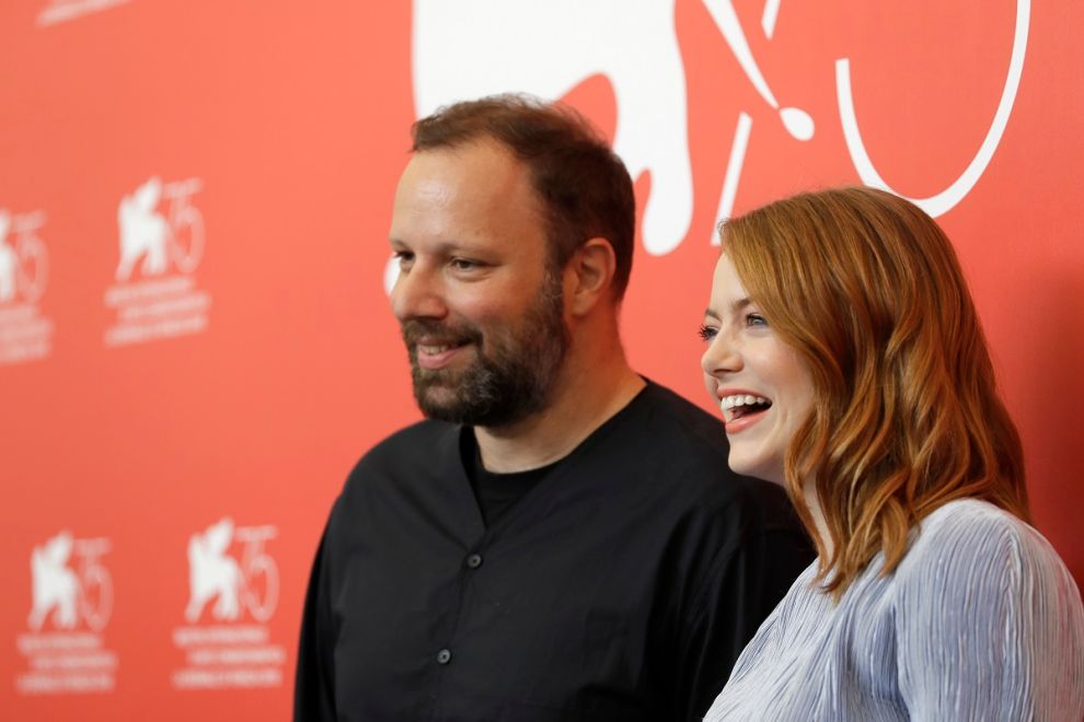 Actress Emma Stone, right, and director Yorgos Lanthimos pose for photographers at the photo call for the film 'The Favourite' at the 75th edition of the Venice Film Festival in Venice, Thursday, Aug. 30, 2018. (AP Photo/Kirsty Wigglesworth) Actress Emma Stone, right, and director Yorgos Lanthimos pose for photographers at the photo call for the film 'The Favourite' at the 75th edition of the Venice Film Festival in Venice, Thursday, Aug. 30, 2018. (AP Photo/Kirsty Wigglesworth)